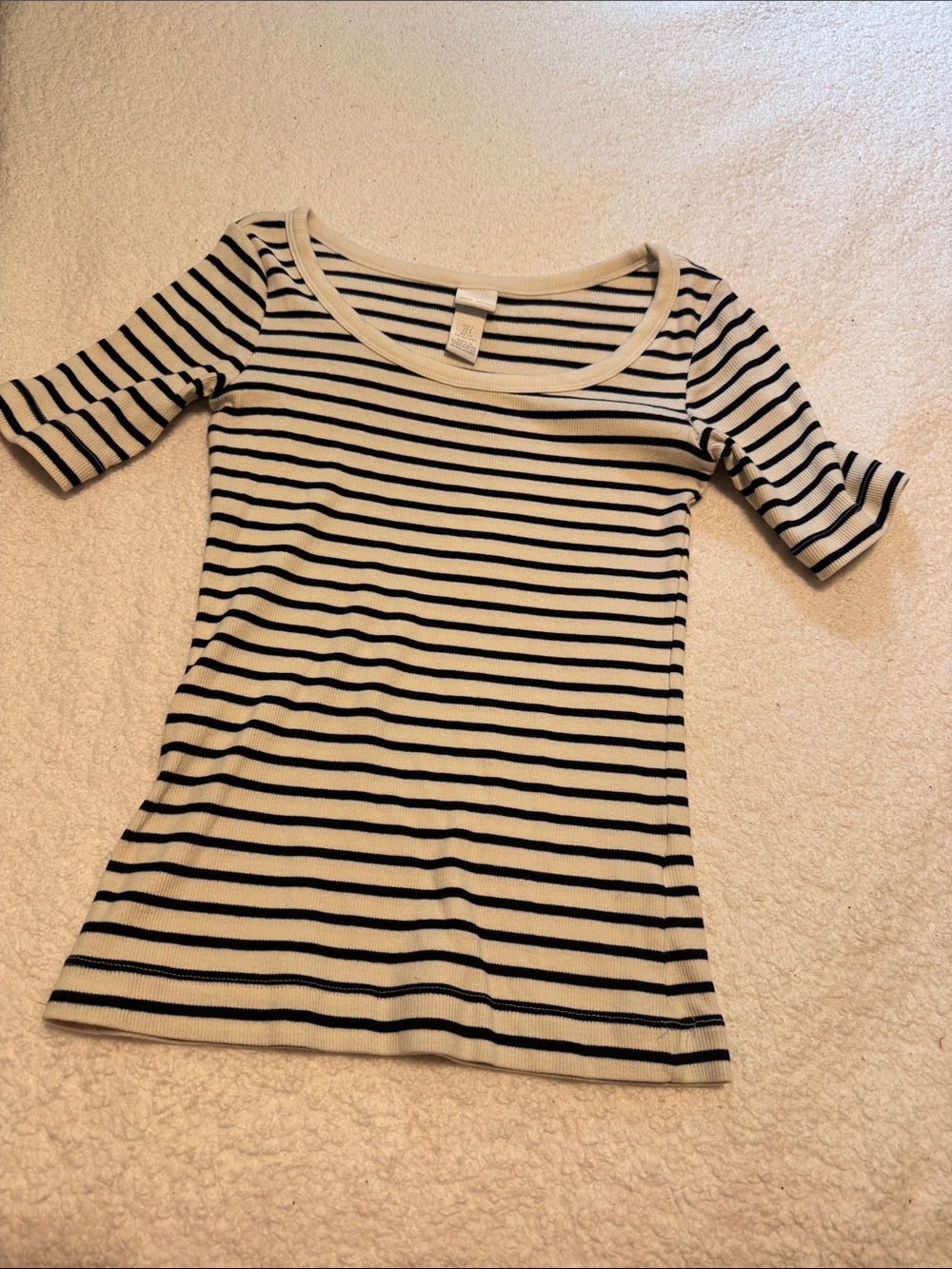H&M Cream and Black Striped Ribbed Tank Top